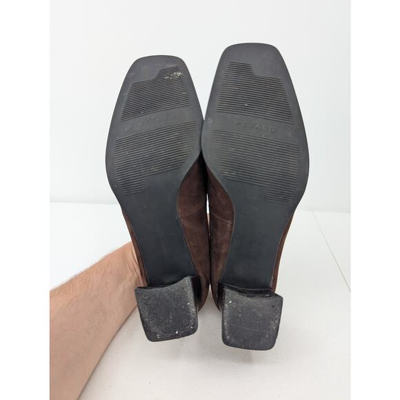 Vintage Leather Brown Block Heel Square Toe Pump Heels by Pesaro Womens Size 8.5 - Picture 5 of 9